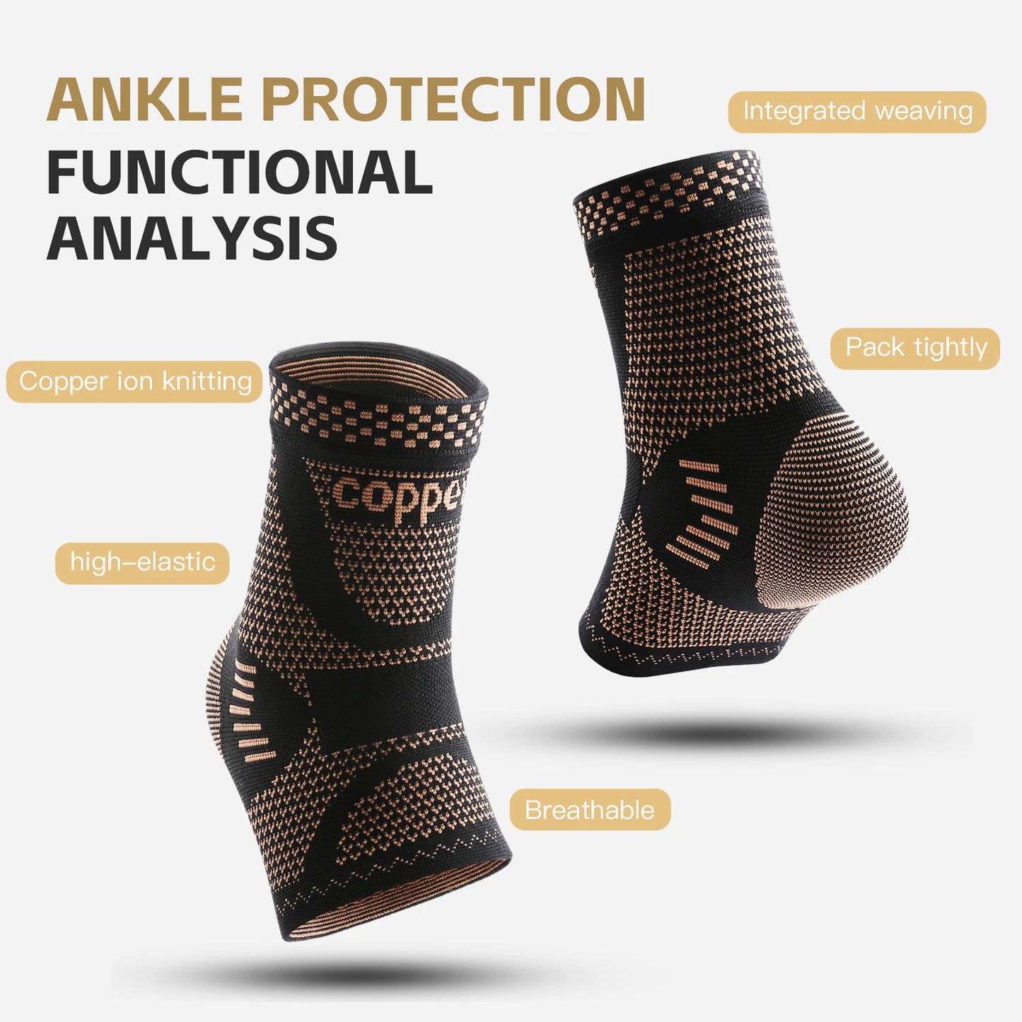 Copper Ankle Brace, Infused Ankle Support Compression Sleeve