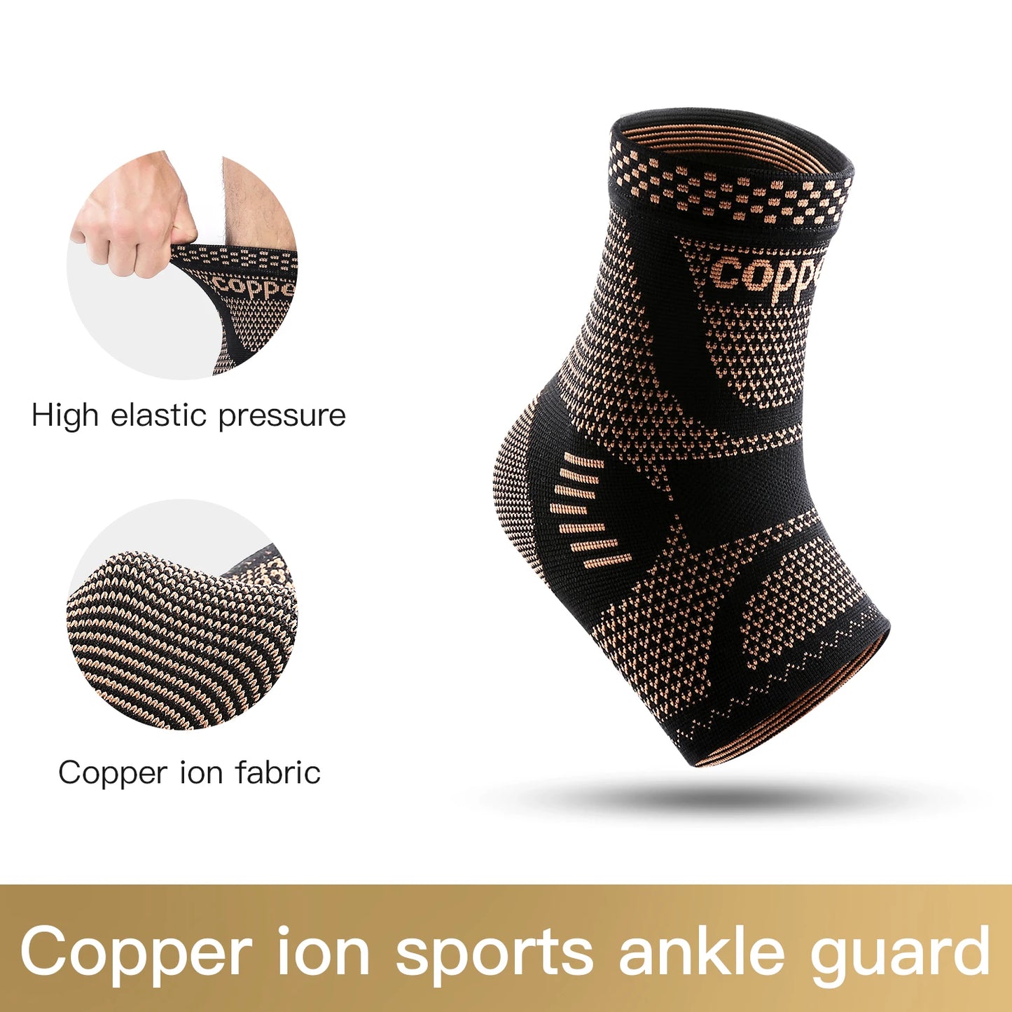 Copper Ankle Brace, Infused Ankle Support Compression Sleeve