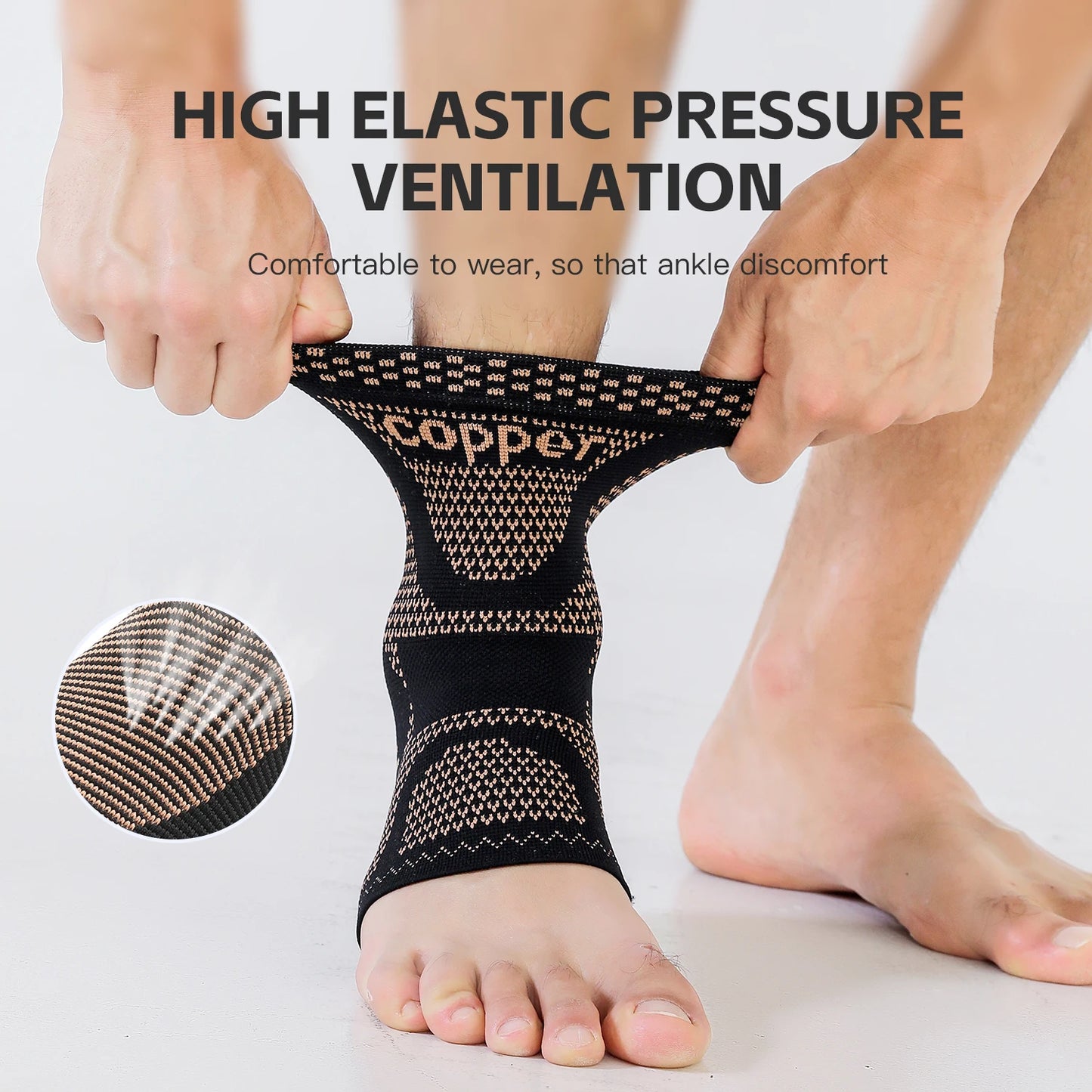 Copper Ankle Brace, Infused Ankle Support Compression Sleeve