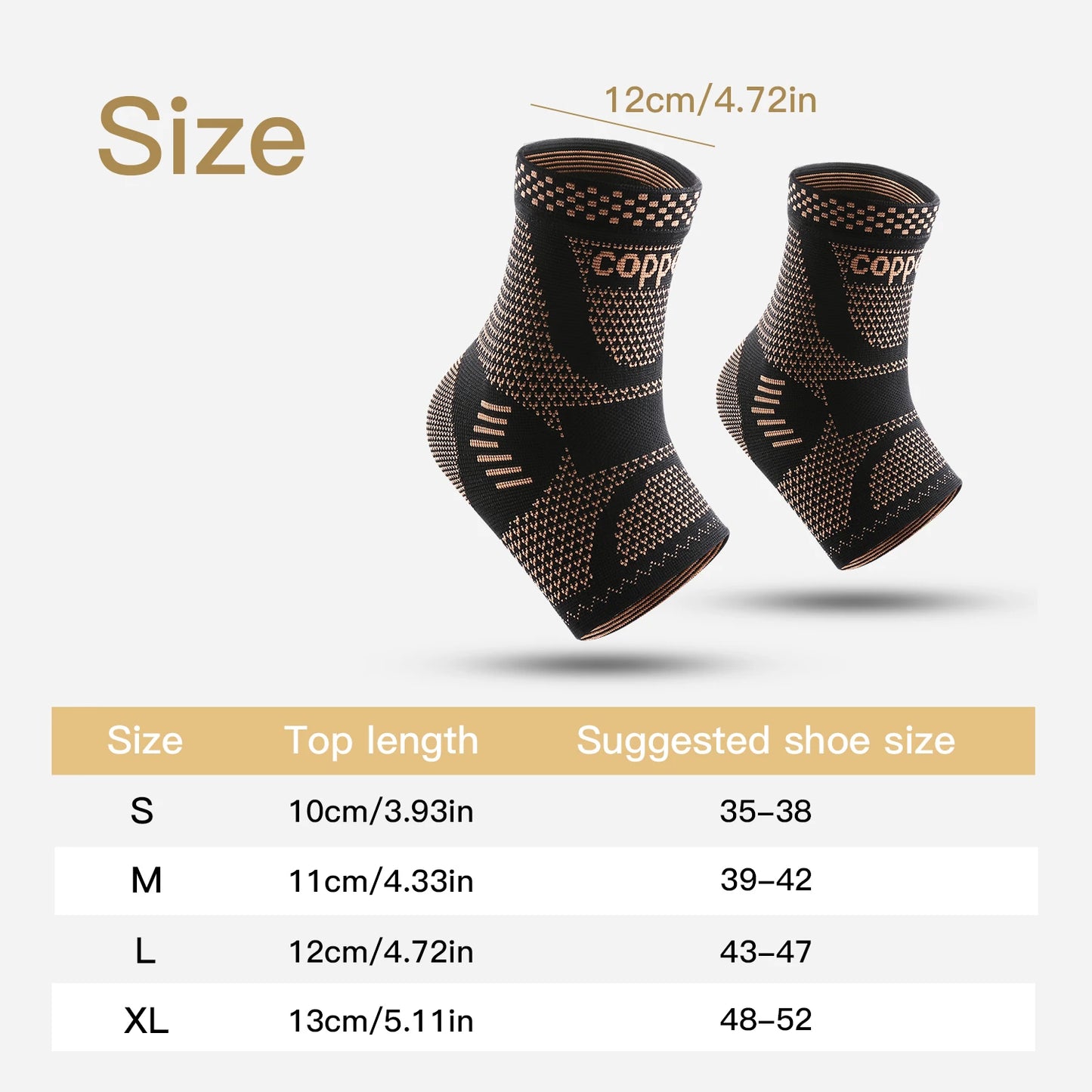Copper Ankle Brace, Infused Ankle Support Compression Sleeve